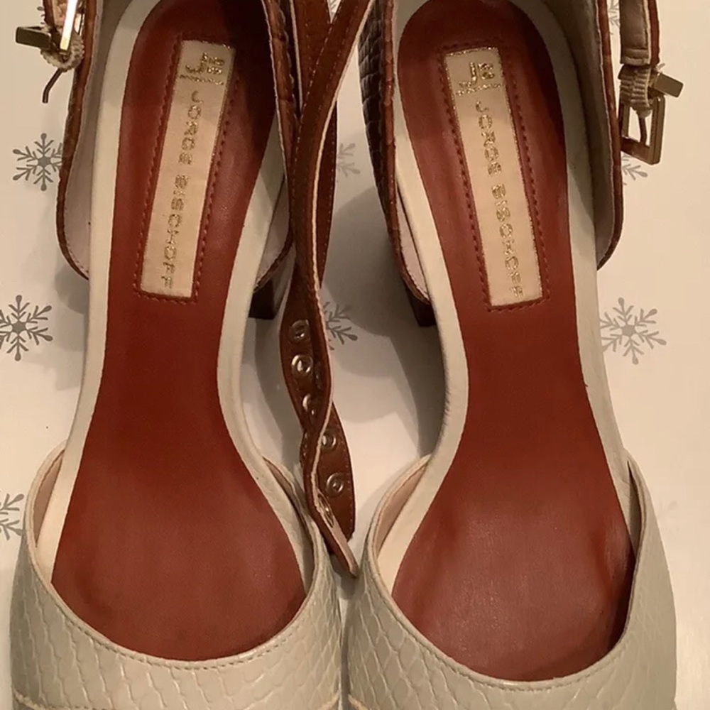 Womens Jorge Bischoff peep toe high heel shoes size 35